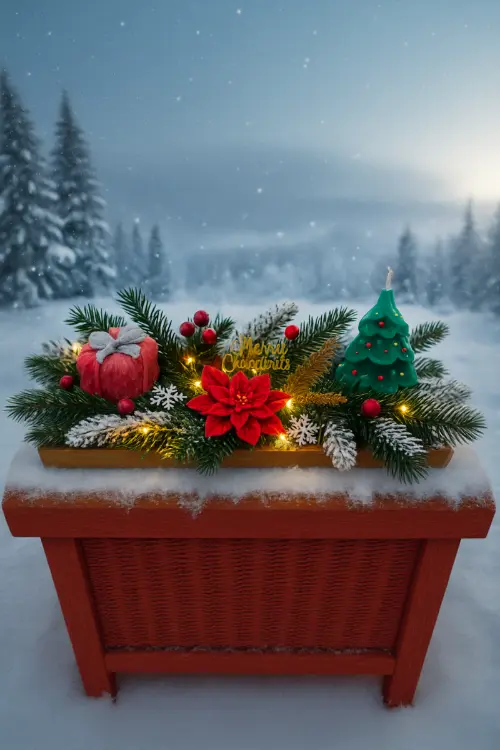 Коледна светеща аранжировка с цвете