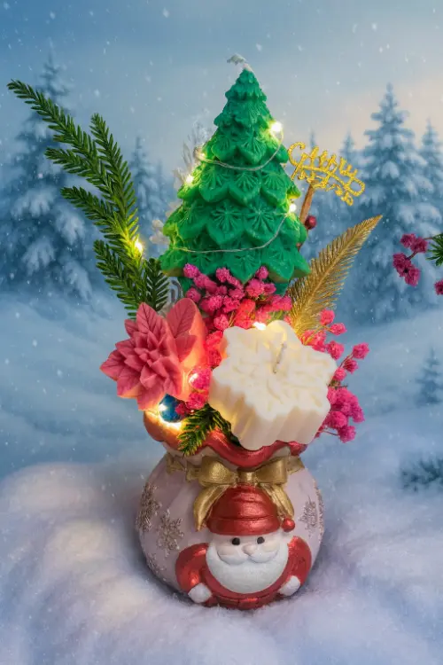 Коледна свещ елхичка със светлини