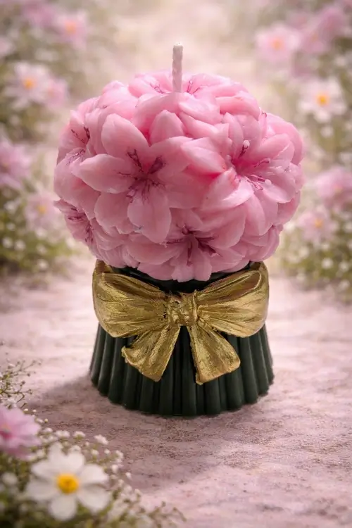 Букет с розови и лилави цветя